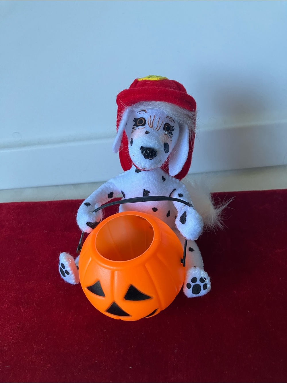 ANNALEE 6" Halloween Trick Or Treat Pumpkin Fireman DALMATIAN Dog NWOT 2021.